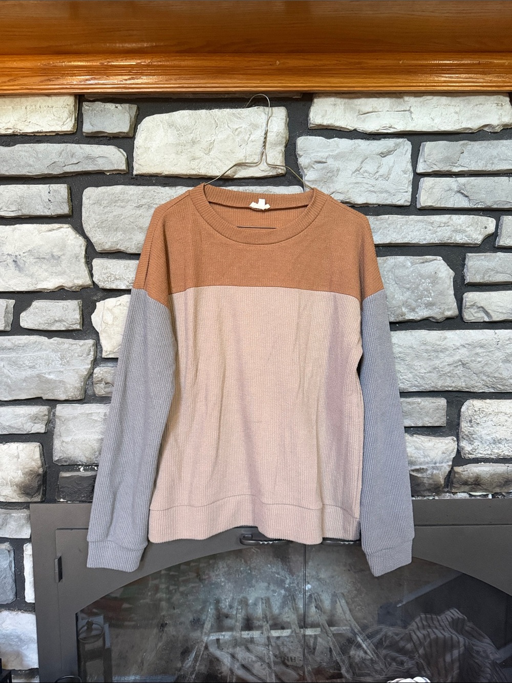 Hem & Thread Ribbed Crewneck Sweater in Rust